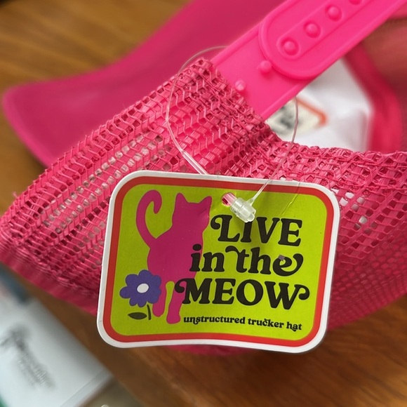 Cat Lady Trucker Mesh Hat Pink "Live in the Meow" - Picture 5 of 5